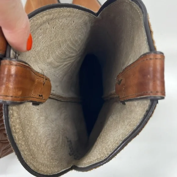 Abilene Womens Western Boots Leather Embroidered Pull On Boots in Brown Size 9.5 - Picture 9 of 14